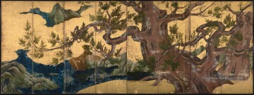 arbres de cyprès Kano Eitoku japonais Peinture à l'huile